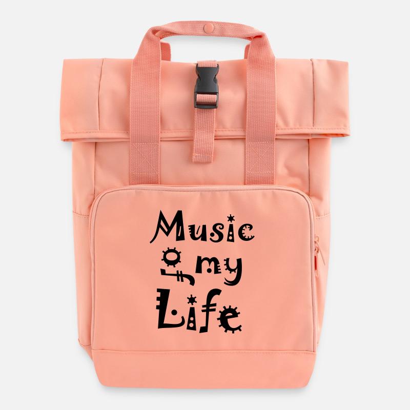 Music of my Life - Roll Top Backpack with Two Handles - chintz rose