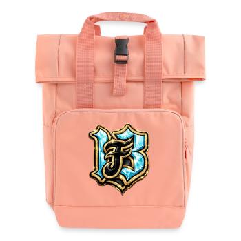 Edelstein-H Monogramm mit Glanzeffekt - Rolltop Rucksack mit zwei Griffen - Chintzrosa - Vorne