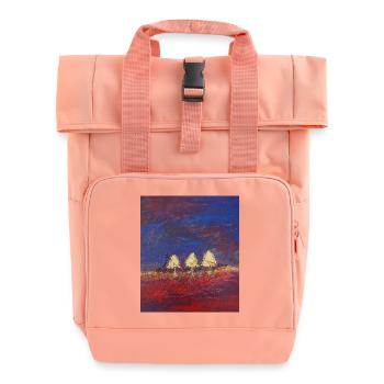 Drei Bäume in Abendrot - Rolltop Rucksack mit zwei Griffen - Chintzrosa - Vorne