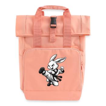 Karate Hase Dojo Kampfsport Fun Design - Rolltop Rucksack mit zwei Griffen - Chintzrosa - Vorne