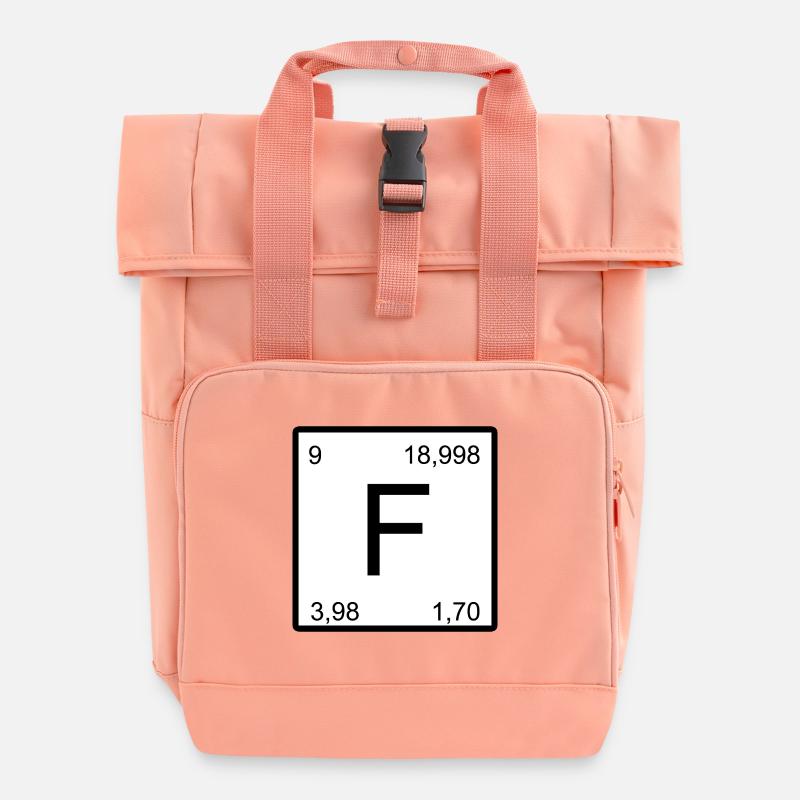 F Fluor in a minimalist number grid - Roll Top Backpack with Two Handles - chintz rose