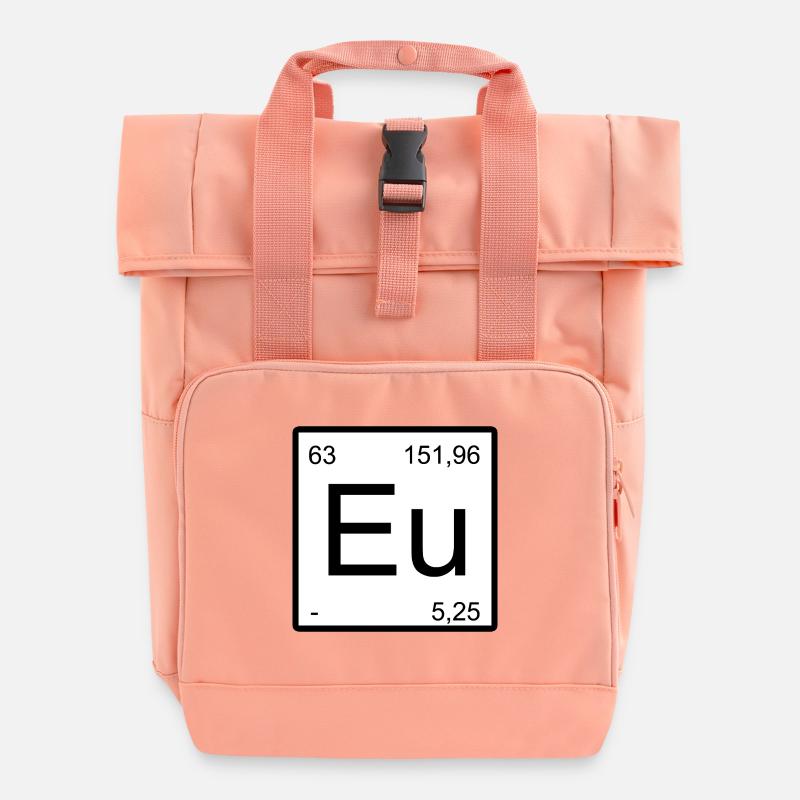 Eu Element Minimal Periodic Design - Roll Top Backpack with Two Handles - chintz rose