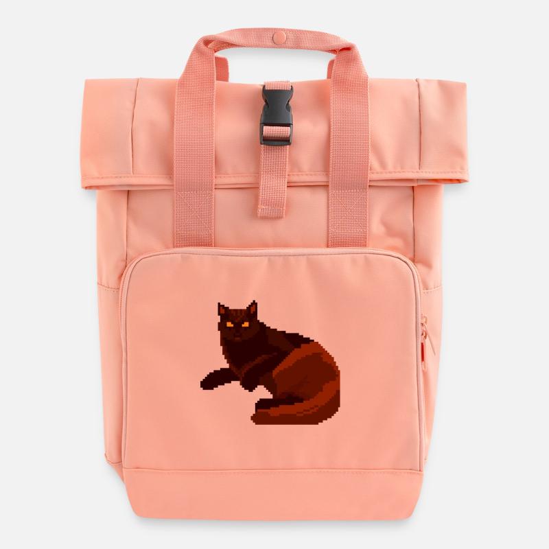 Art Pixel du Chat Nuit Rouge - Sac à dos Roll Top à deux anses - rose liberty