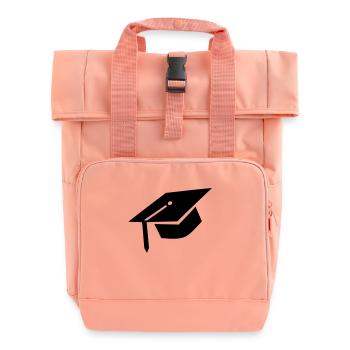 graduation cap - Roll Top Backpack with Two Handles - chintz rose - Front