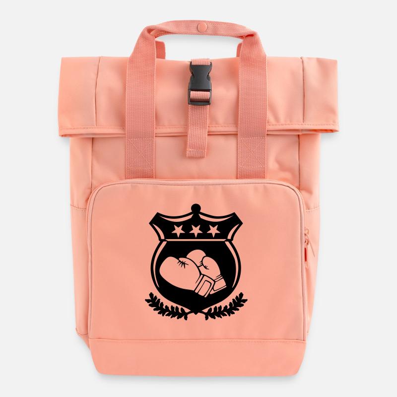Wappen / Emblem Boxen - Rolltop Rucksack mit zwei Griffen - Chintzrosa