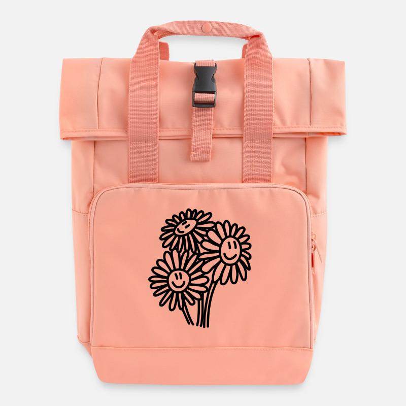 Fleurs heureuses - Sac à dos Roll Top à deux anses - rose liberty