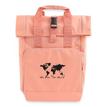 World Unity Map Silhouette - Roll Top Backpack with Two Handles - chintz rose - Front
