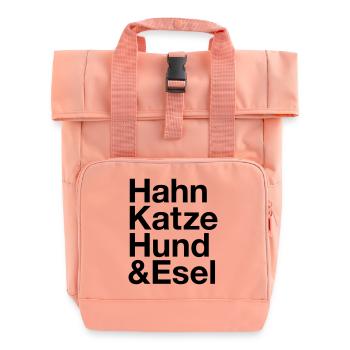 BREMEN Stadtmusikanten Hahn Esel Hund Katze - Rolltop Rucksack mit zwei Griffen - Chintzrosa - Vorne