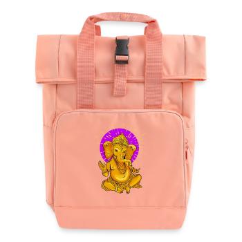 yoga namaste buddha elephant ganesha gold sun om - Roll Top Backpack with Two Handles - chintz rose - Front
