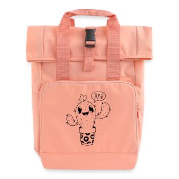 Cactus Hugs - Roll Top Backpack with Two Handles - chintz rose - Front