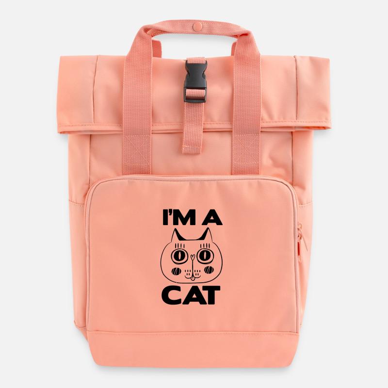 I am a cat / I'm a cat - Roll Top Backpack with Two Handles - chintz rose