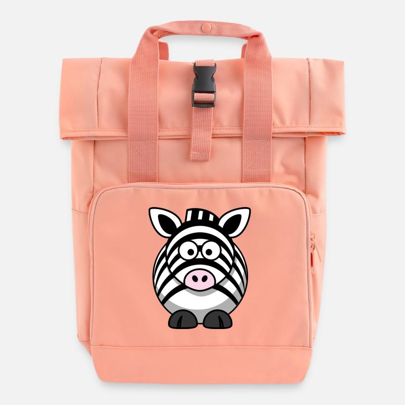 Zebra Cartoon - Roll Top Backpack with Two Handles - chintz rose