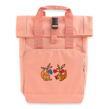 funny animals plants fruit vegetables children's motifs - Roll Top Backpack with Two Handles - chintz rose - Front