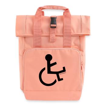 Rollstuhlfahrer mit gebrochenem Bein # - Rolltop Rucksack mit zwei Griffen - Chintzrosa - Vorne