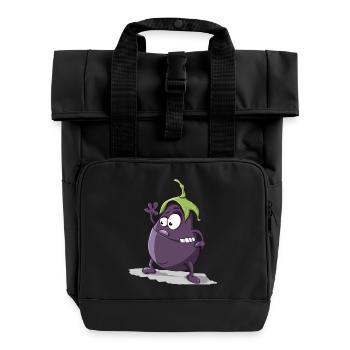 Aubergine - Rolltop Rucksack mit zwei Griffen - Schwarz - Vorne