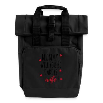 Heiratsantrag Antrag Mummy Geschenk Idee - Rolltop Rucksack mit zwei Griffen - Schwarz - Vorne