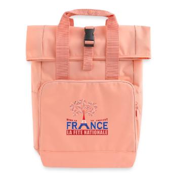 France July 14 National Day Gift - Roll Top Backpack with Two Handles - chintz rose - Front
