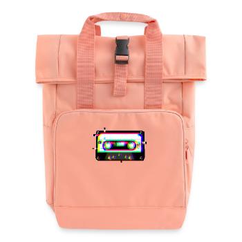 Cassette Tape Glitch 90s Retro Vaporwave Aesthetic - Rolltop Rucksack mit zwei Griffen - Chintzrosa - Vorne