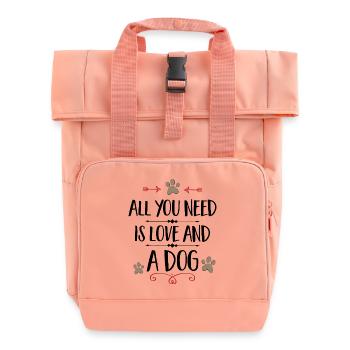 Hund - Rolltop Rucksack mit zwei Griffen - Chintzrosa - Vorne