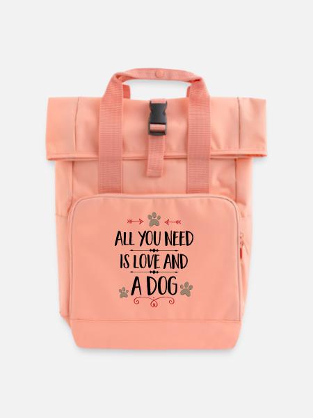 Hund - Rolltop Rucksack mit zwei Griffen - Chintzrosa