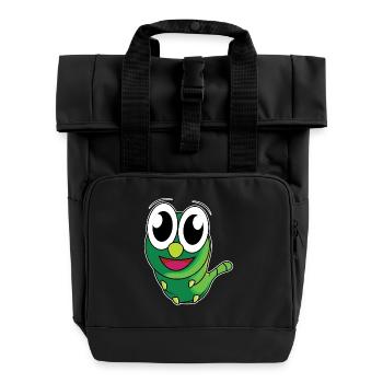 Funny caterpillar - design - Roll Top Backpack with Two Handles - black - Front