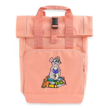 Book Nerd - Leseratte - Rolltop Rucksack mit zwei Griffen - Chintzrosa - Vorne