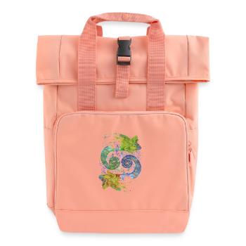 Colorful Chameleon Yin Yang Nature Balance - Roll Top Backpack with Two Handles - chintz rose - Front
