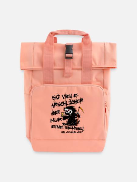 Lustiger Sensenmann - Rolltop Rucksack mit zwei Griffen - Chintzrosa
