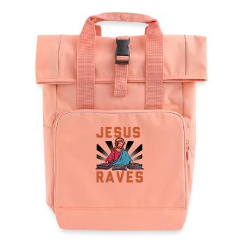 Jesus Raves – The DJ with a divine beat - Roll Top Backpack with Two Handles - chintz rose - Front