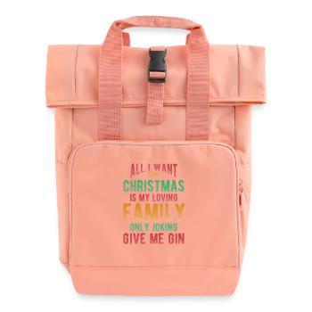 Humour de Noël pour les amateurs de gin Souhait de Noël - Sac à dos Roll Top à deux anses - rose liberty - Devant