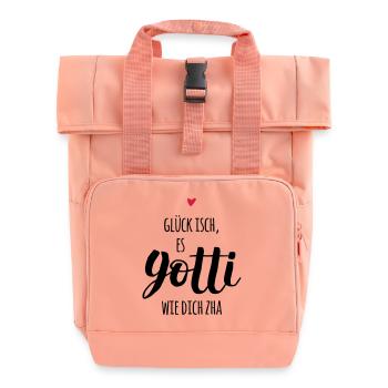 Schweizerdeutsch: Glück ist, ein Gotti wie dich - Rolltop Rucksack mit zwei Griffen - Chintzrosa - Vorne