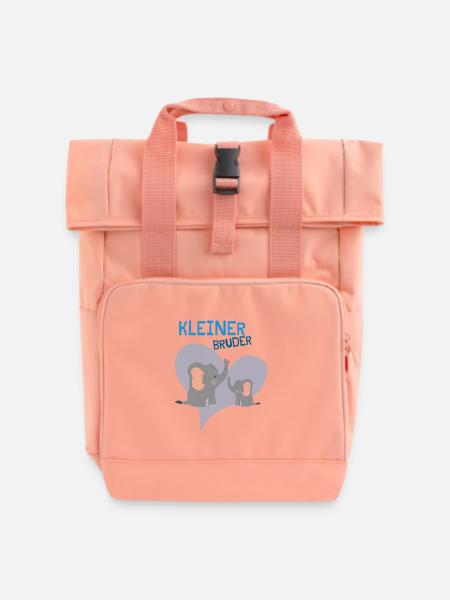 Niedliches Elefanten Design Für Den Kleinen Bruder - Rolltop Rucksack mit zwei Griffen - Chintzrosa