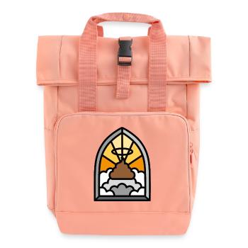 Holy Shit Glasmalerei Kirche lustige Poop Wortspiel meme - Rolltop Rucksack mit zwei Griffen - Chintzrosa - Vorne