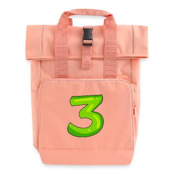 Digit 3 green - Roll Top Backpack with Two Handles - chintz rose - Front