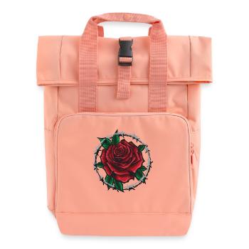 Rose In Barbed Wire - Roll Top Backpack with Two Handles - chintz rose - Front