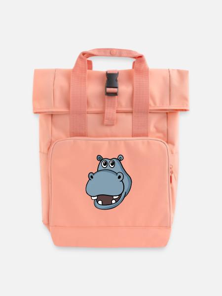Nilpferd Kopf - Rolltop Rucksack mit zwei Griffen - Chintzrosa