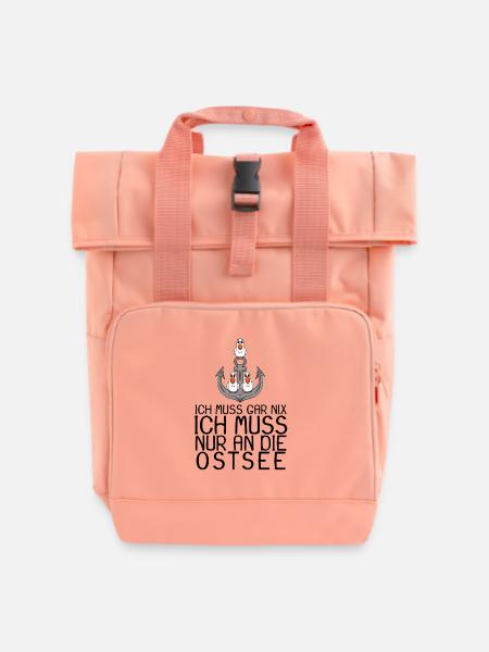 Ostsee Urlaub Geschenk - Rolltop Rucksack mit zwei Griffen - Chintzrosa