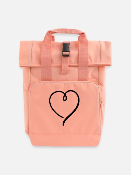 Herz Schwarz Modern - Rolltop Rucksack mit zwei Griffen - Chintzrosa