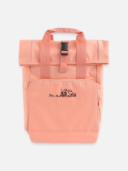 Herzschlag Berg Berge - Rolltop Rucksack mit zwei Griffen - Chintzrosa