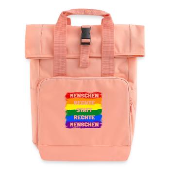 Menschenrechte statt rechte Menschen Regenbogen - Rolltop Rucksack mit zwei Griffen - Chintzrosa - Vorne