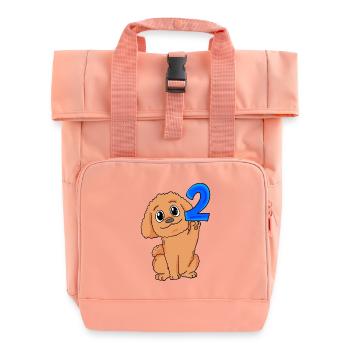 2 Jahre alt - 2 Geburtstag - Pudel Hund Motiv - Rolltop Rucksack mit zwei Griffen - Chintzrosa - Vorne