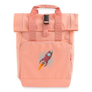 Comic Rakete Raumschiff Weltall Flugkörper - Rolltop Rucksack mit zwei Griffen - Chintzrosa - Vorne