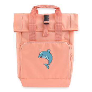 lustiger Delfin im Meer Meeressäuger - Rolltop Rucksack mit zwei Griffen - Chintzrosa - Vorne