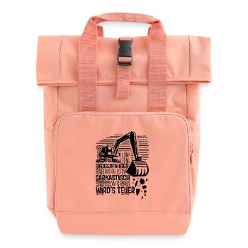 Baggerführer Sarkastisch werden Bagger - Rolltop Rucksack mit zwei Griffen - Chintzrosa - Vorne