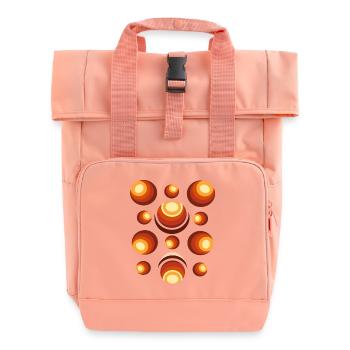 Retro Kreismuster 70er Jahre Halbmond - Rolltop Rucksack mit zwei Griffen - Chintzrosa - Vorne