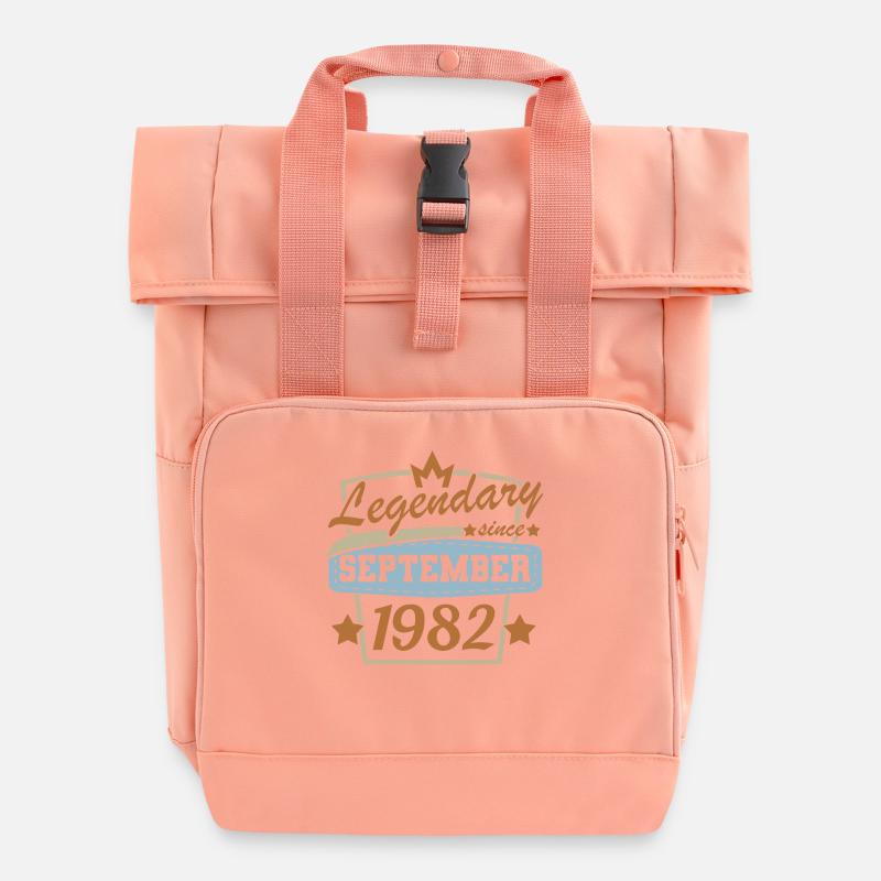 Legendary since September 1982 Retro Birthday - Roll Top Backpack with Two Handles - chintz rose