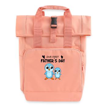 Cadeau de fête des pères - Notre première fête des pères - Sac à dos Roll Top à deux anses - rose liberty - Devant