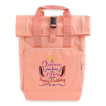 1959 65th Birthday For Women Queen 65 Years Old - Roll Top Backpack with Two Handles - chintz rose - Front