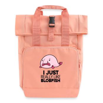 Blobfish Fish - Roll Top Backpack with Two Handles - chintz rose - Front