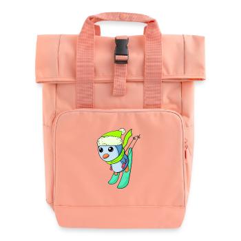 Pinguin Ski Winter Skifahren - Rolltop Rucksack mit zwei Griffen - Chintzrosa - Vorne